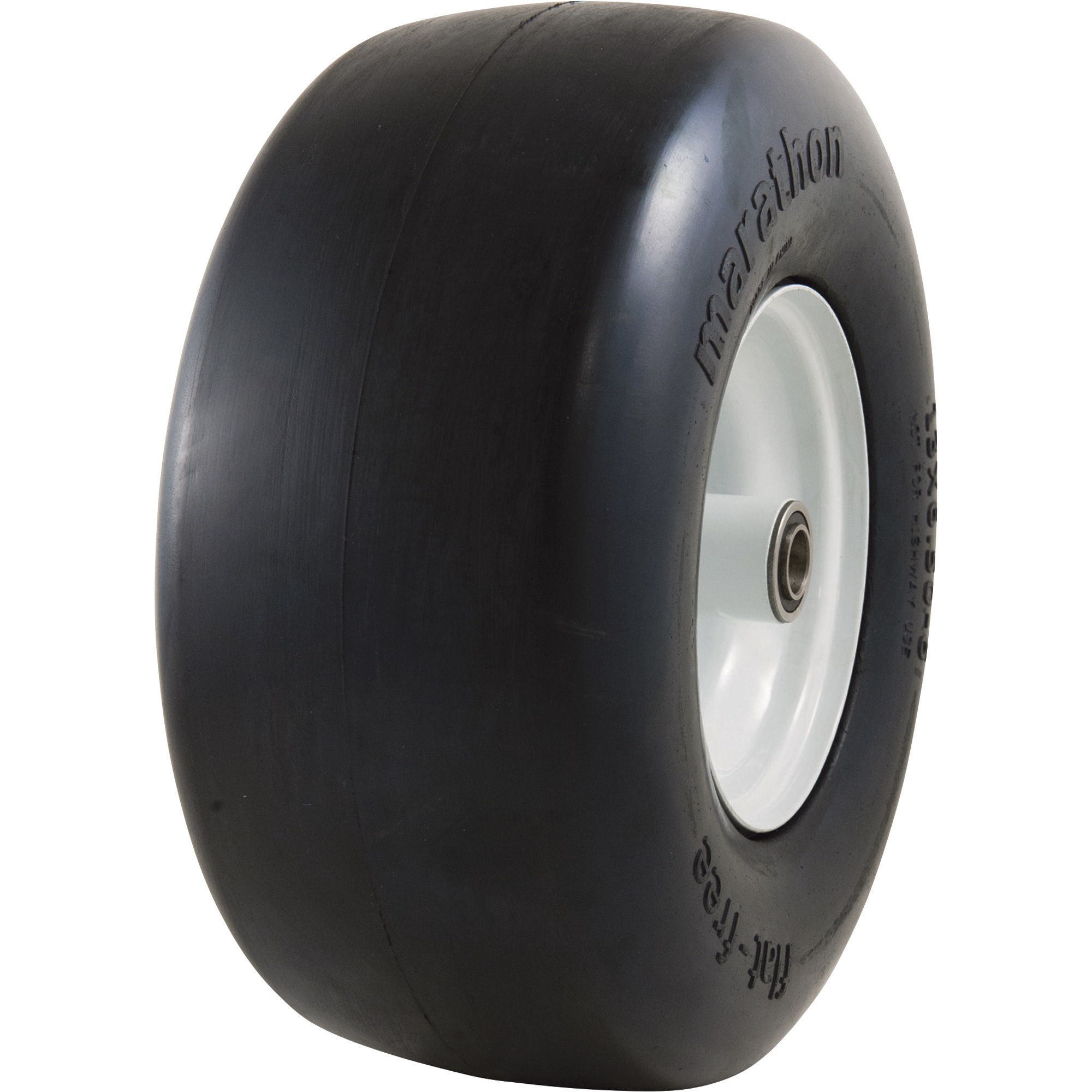 Marathon Tires Flat-Free Lawn Mower Tire, 3/4in. Bore, 13 x 6.50-6in.